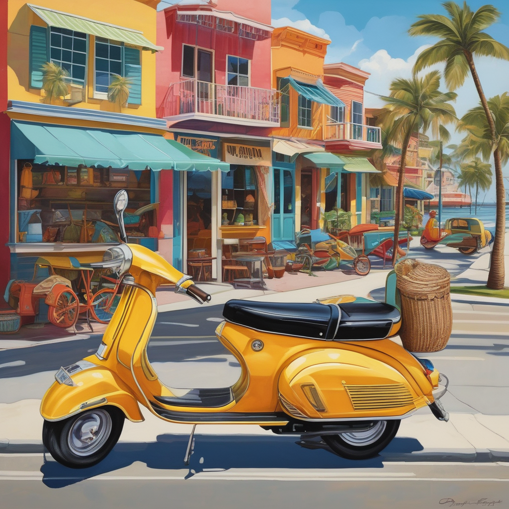 A Couple Riding A Scooter Through A Coastal Town