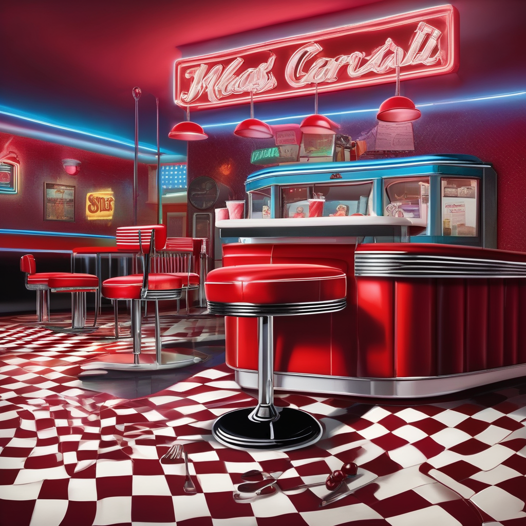 A Couple Sharing A Milkshake At A Vintage Diner