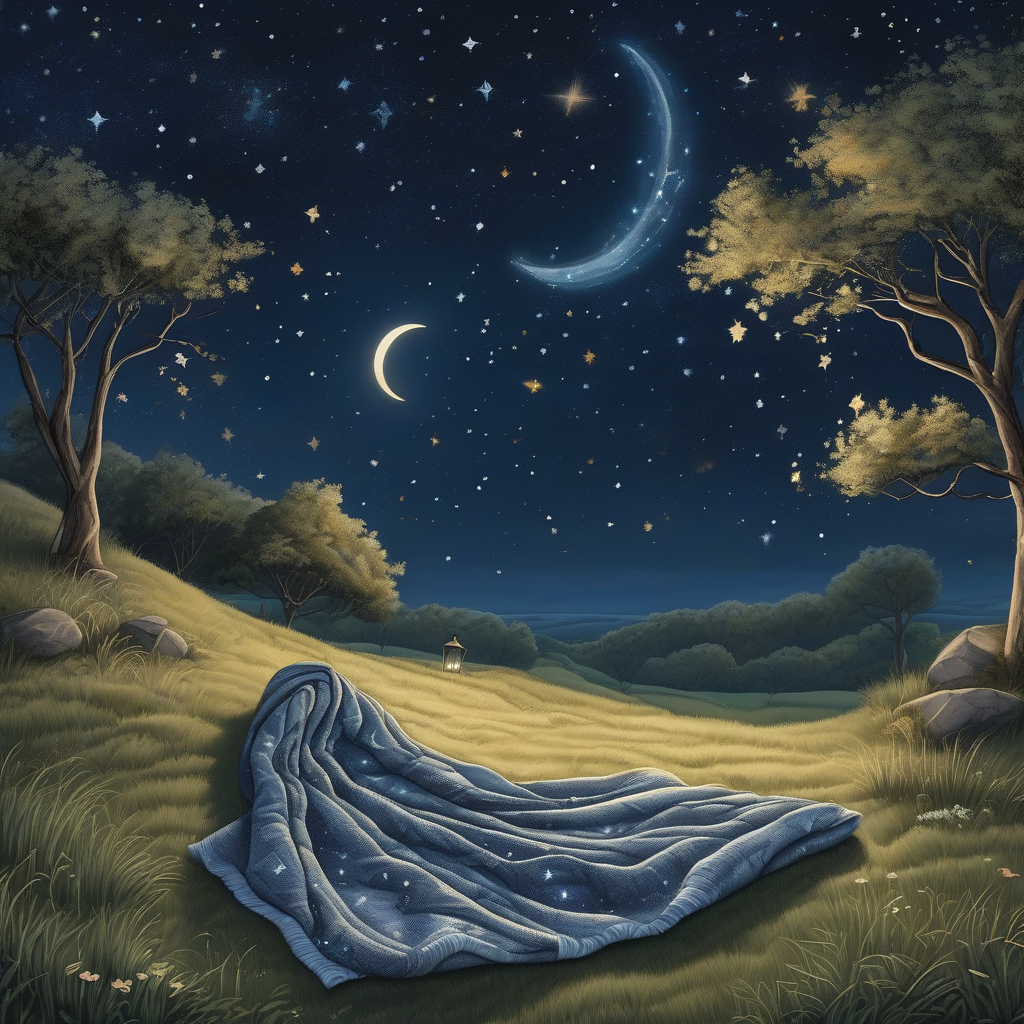 A Couple Wrapped In Blankets Under Starry Sky