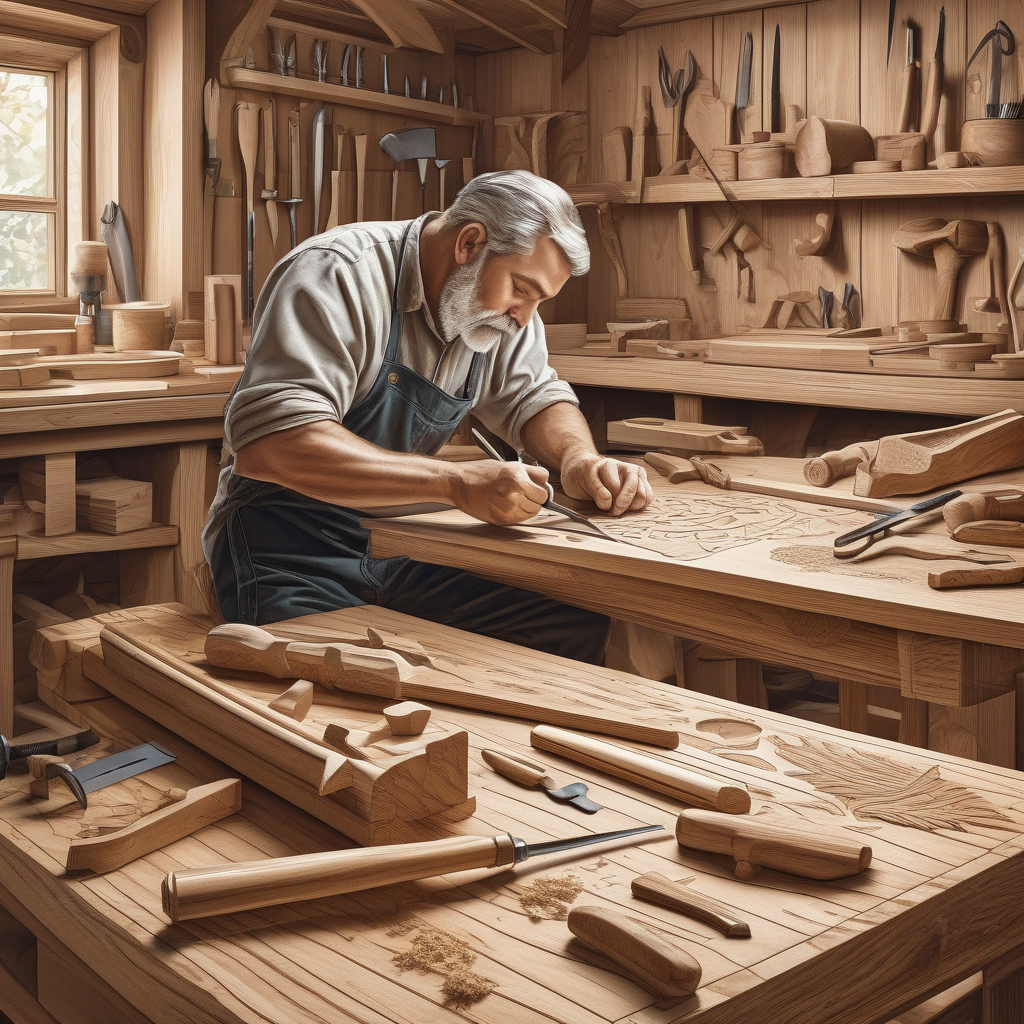 A Craftsman Carving Wood With Care