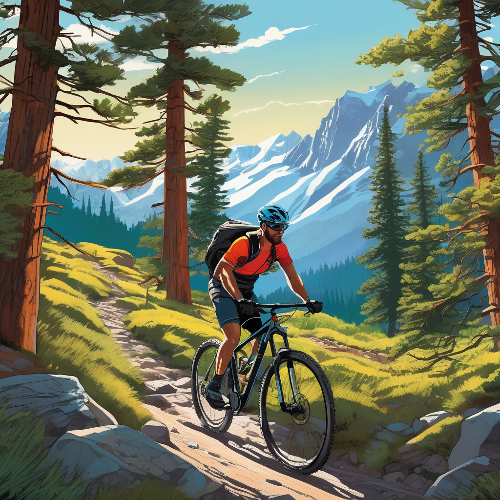 A Cyclist Riding Through Mountain Trails