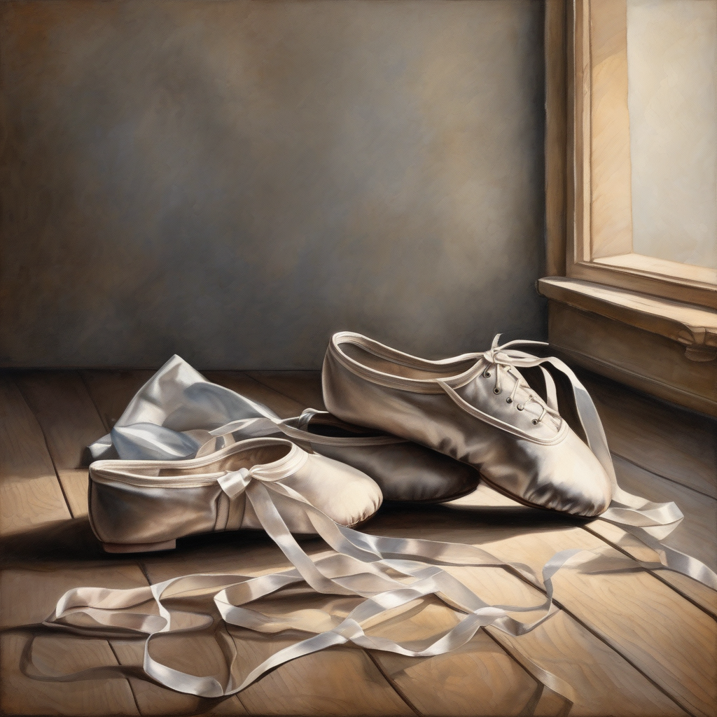 A Dancer Tying Ballet Shoes Backstage