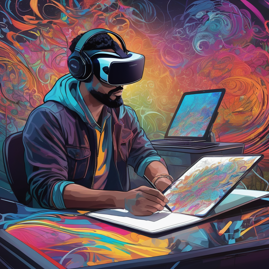 A Digital Artist Working With A Vr Headset