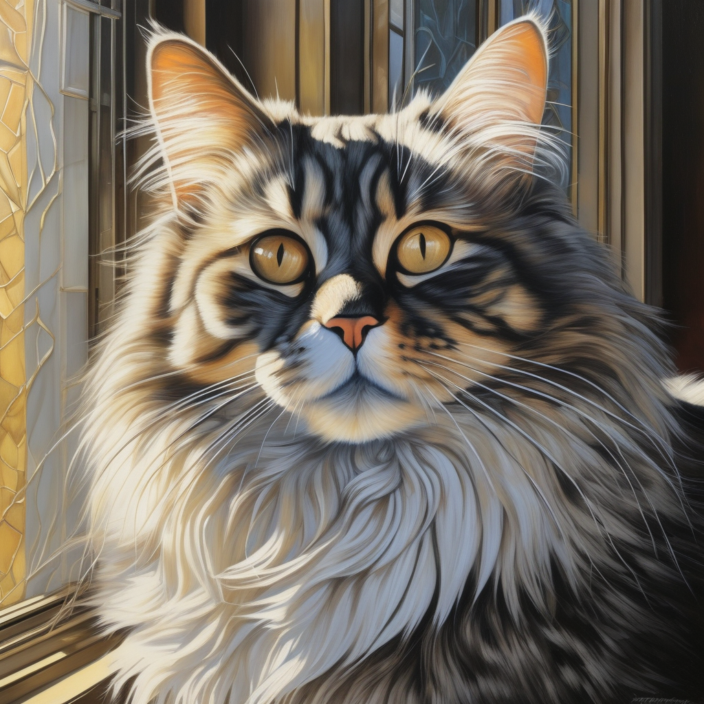 A Close Up Of A Cats Face Resting On A Window Sill With Sunlight Casti