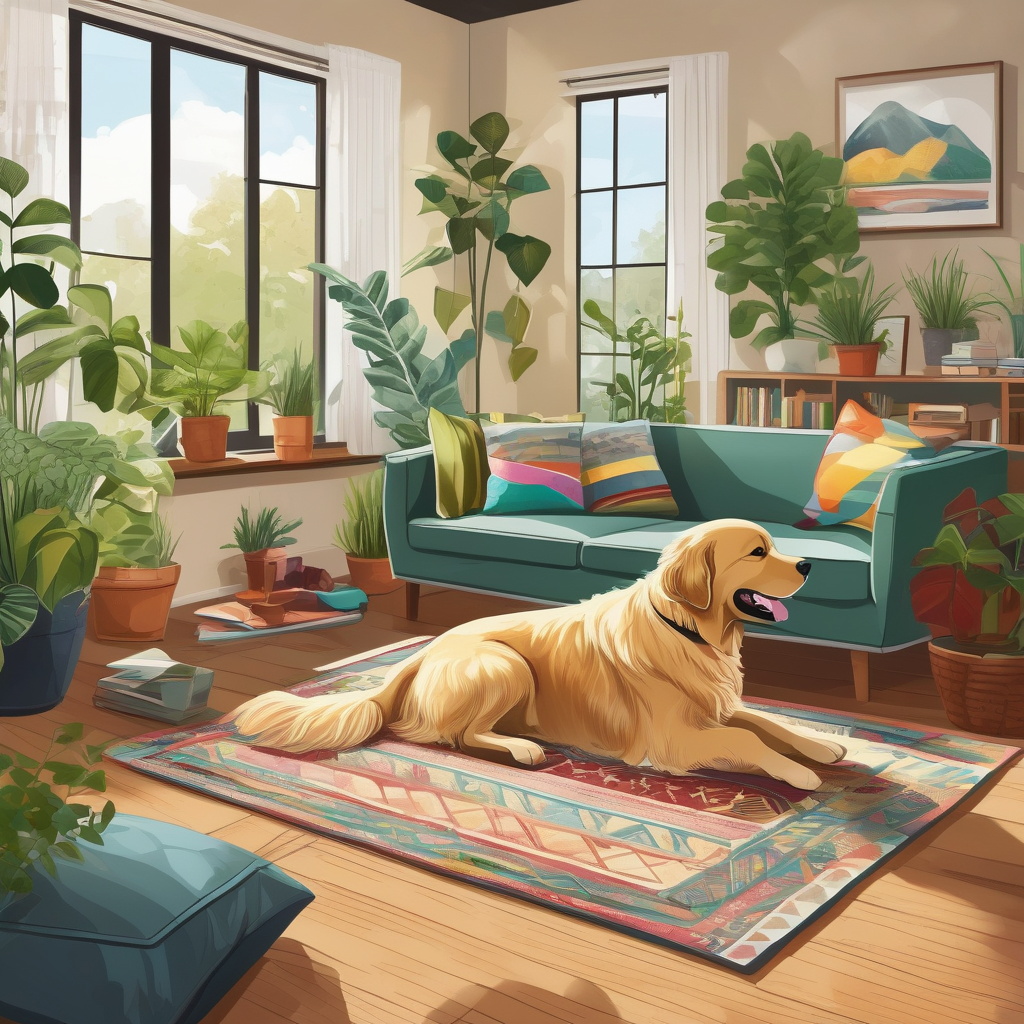 A Dog Chasing Its Tail In A Living Room