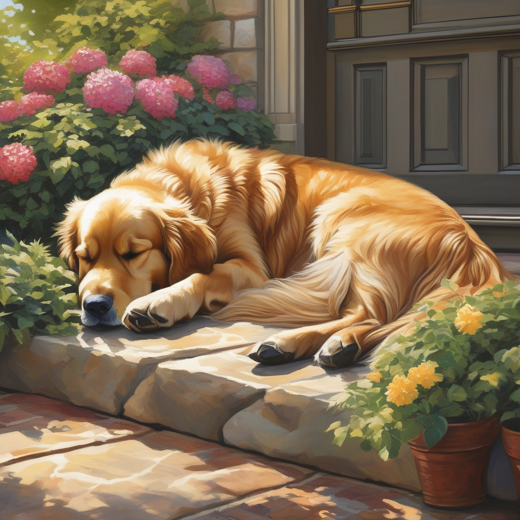 A Dog Sleeping At A Doorstep Under The Sun