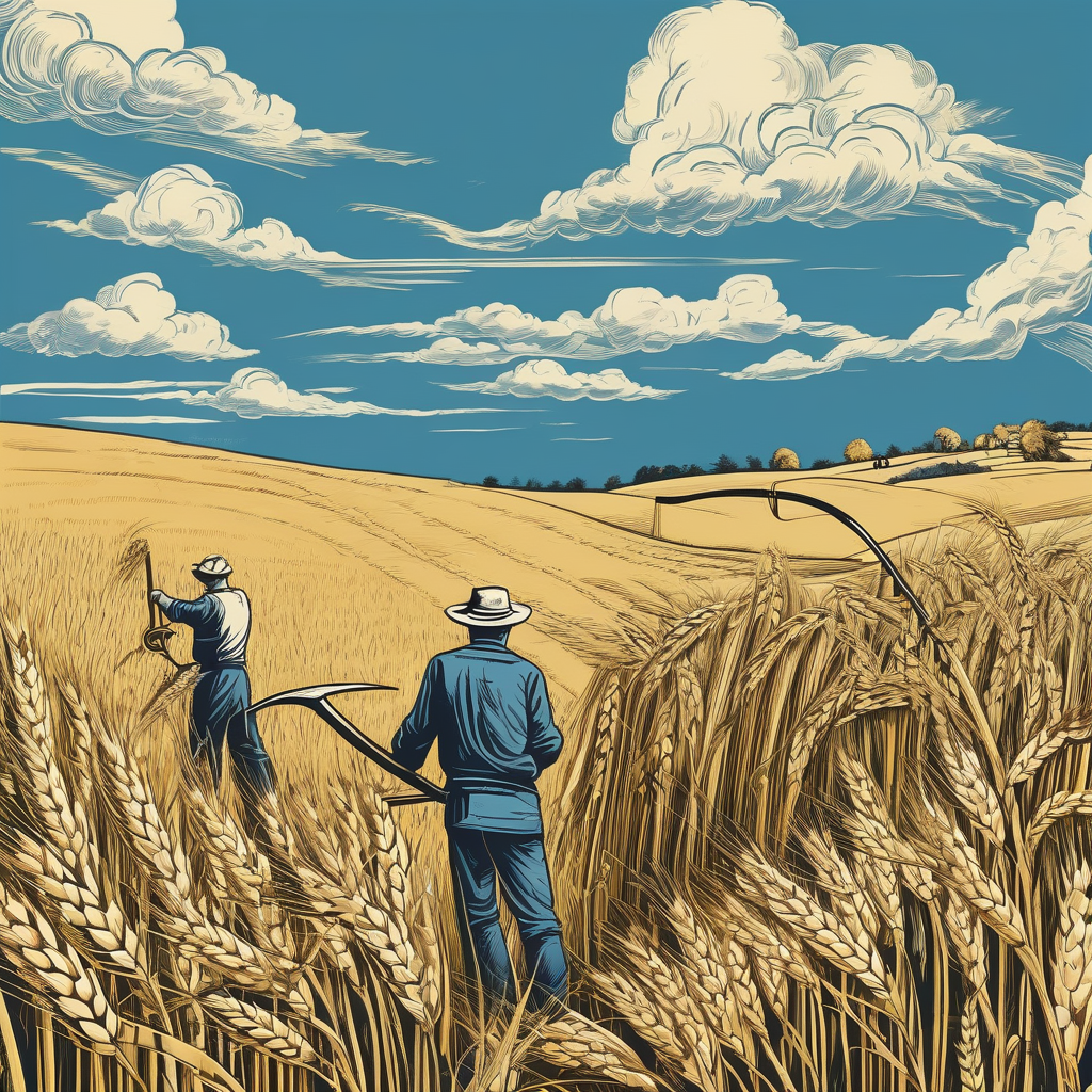 A Farmer Harvesting Wheat With Scythe