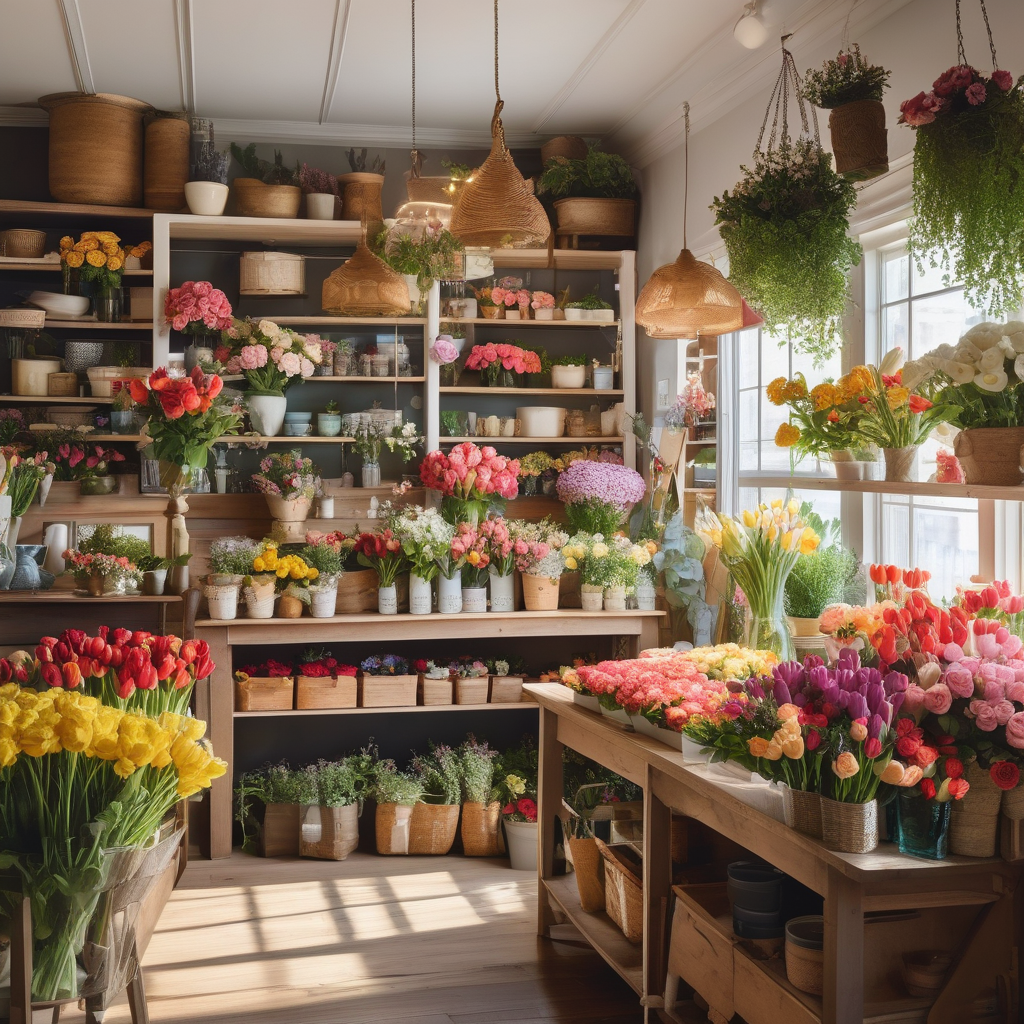 A Florist Arranging Flowers In A Small Shop