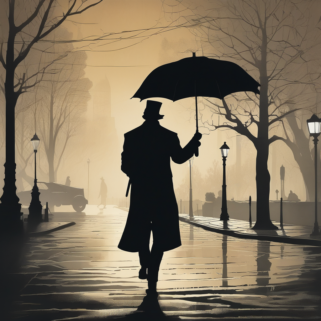 A Foggy Morning Street With A Silhouette Walking