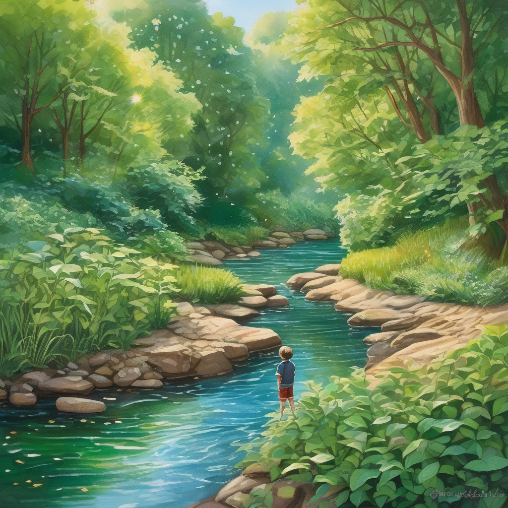 A Girl Holding A Paper Boat By A Stream