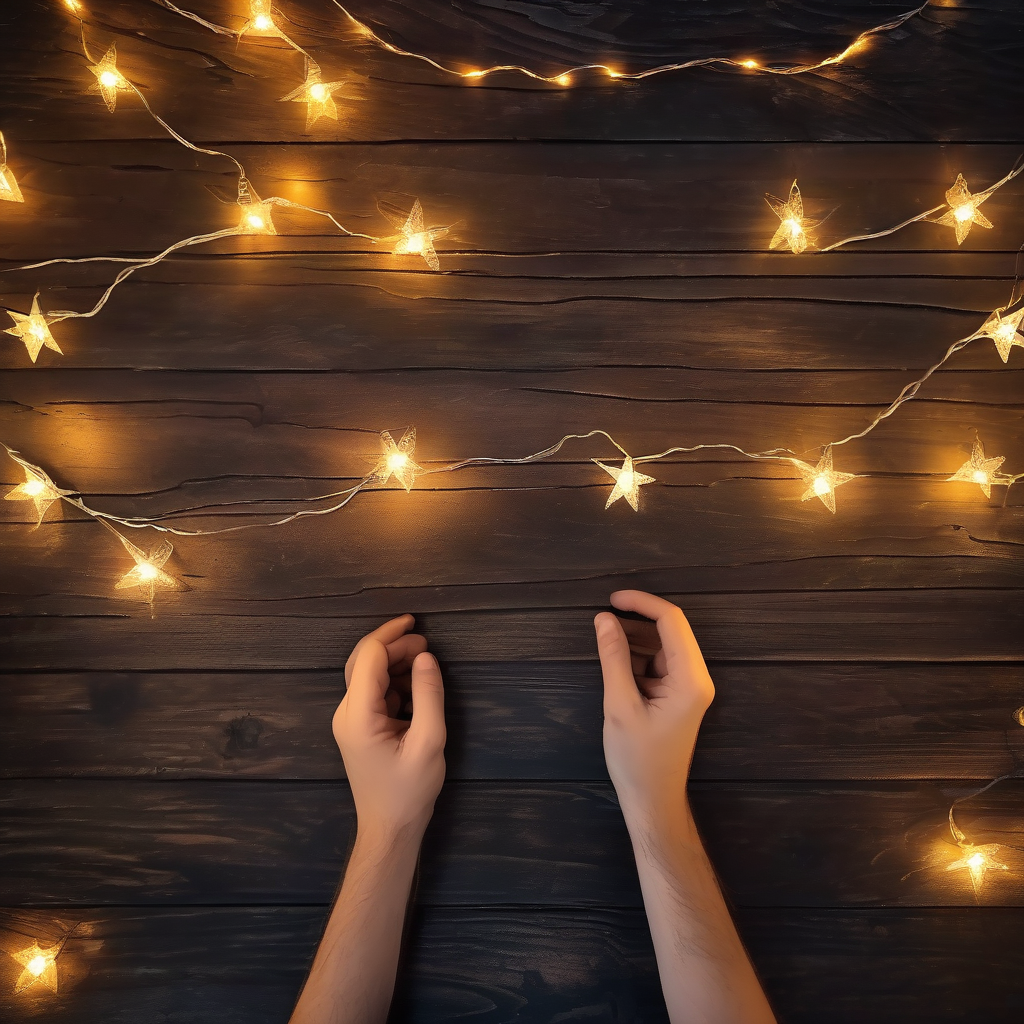 A Girl Holding Fairy Lights In The Dark