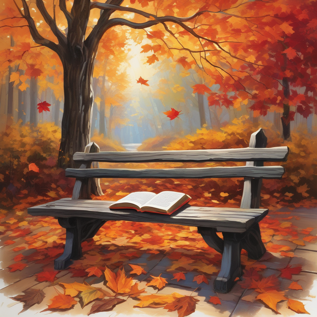 A Girl Reading A Book Surrounded By Autumn Leaves