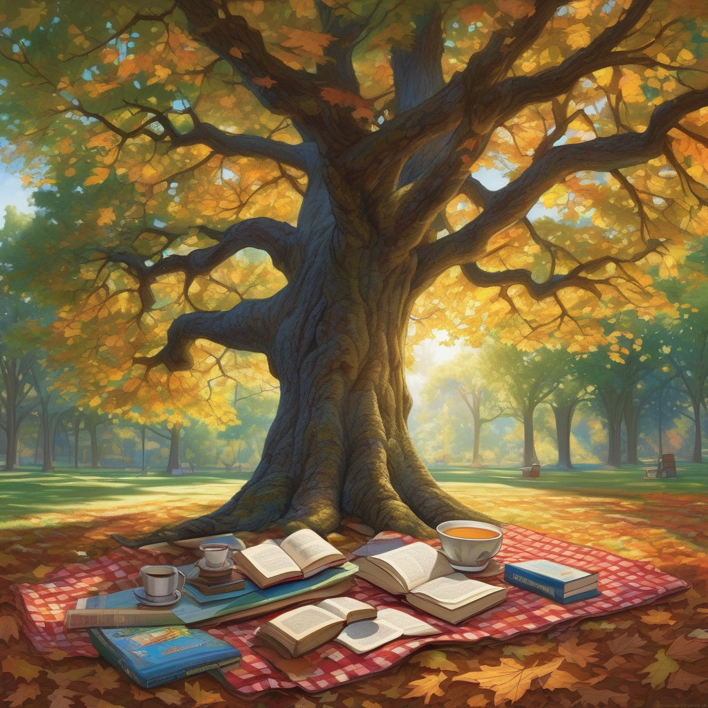 A Girl Reading A Book Under A Big Tree