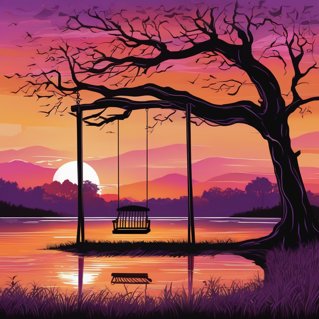 A Girl Swinging In Slow Motion At Sunset