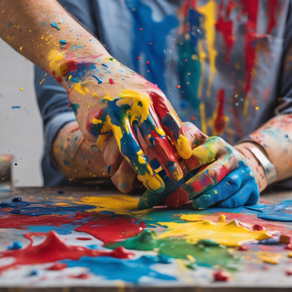 A Girl With Painted Hands Smiling At The Camera