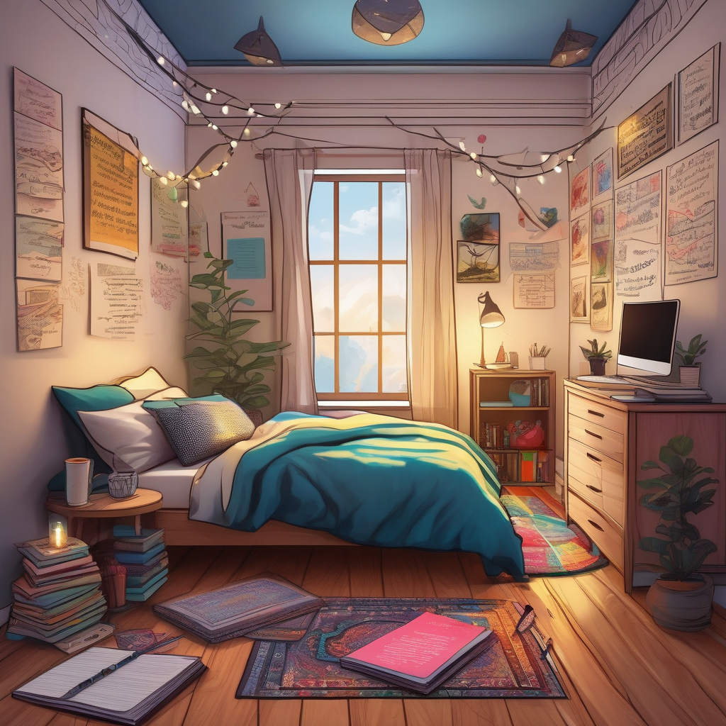 A Girl Writing In A Diary On Her Bedroom Floor