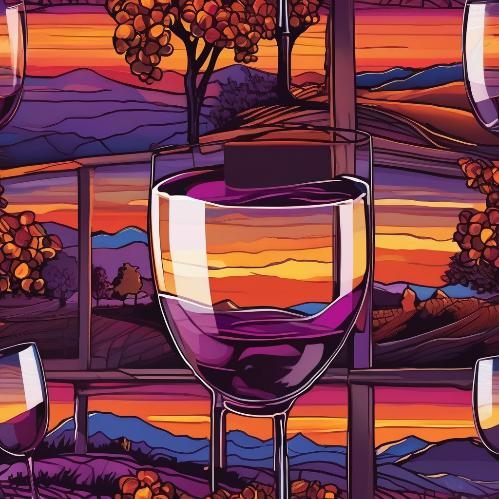 A Glass Of Wine Held Up Against Sunset Light