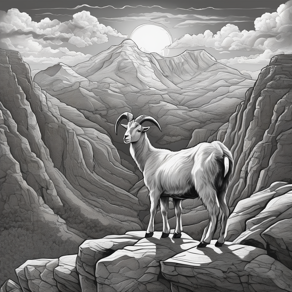 A Goat Standing On High Rocks With Dramatic Clouds