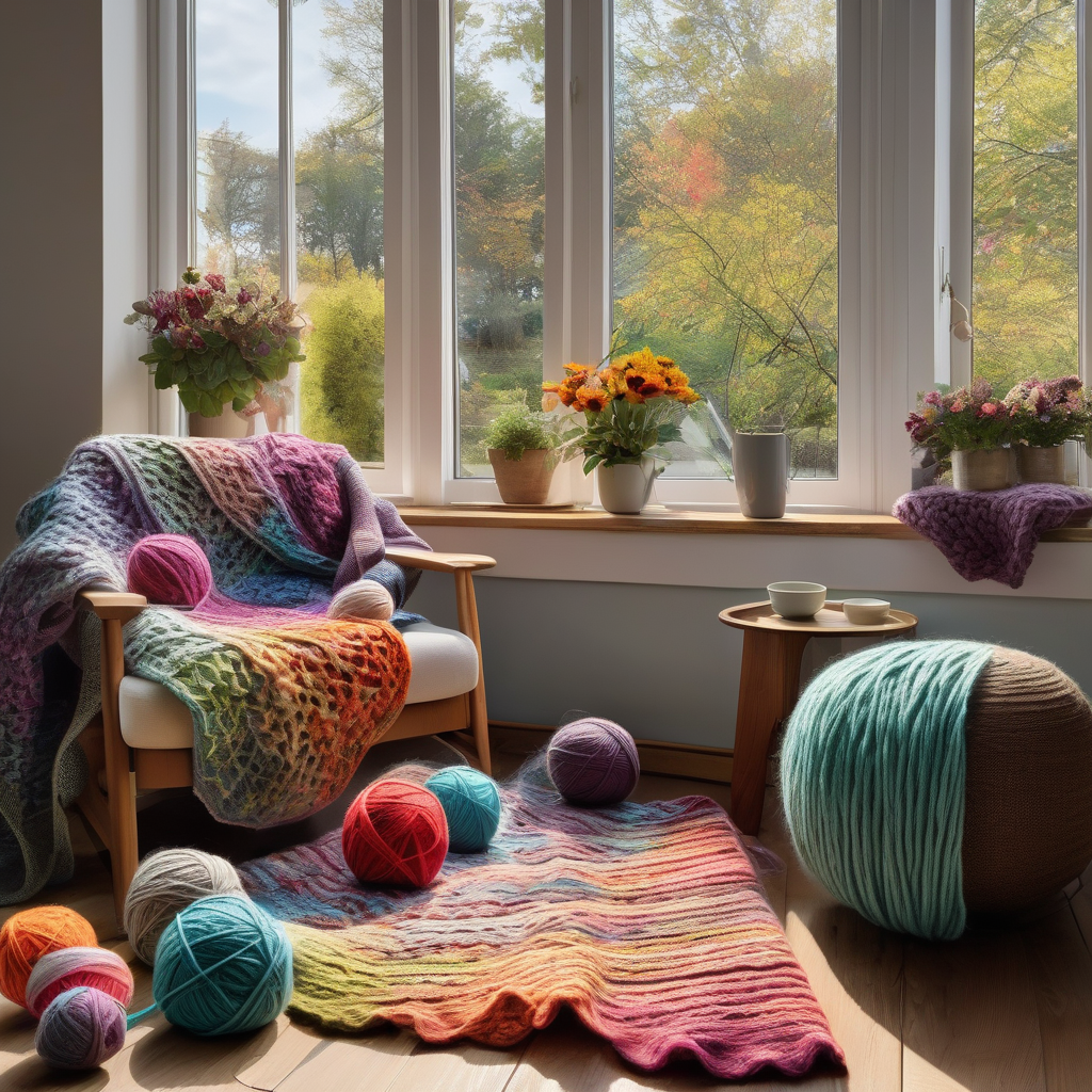 A Grandma Knitting Beside A Window