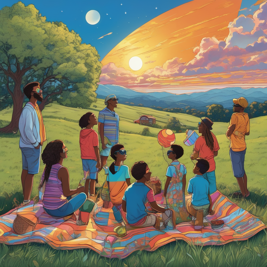 A Group Of People Watching A Solar Eclipse