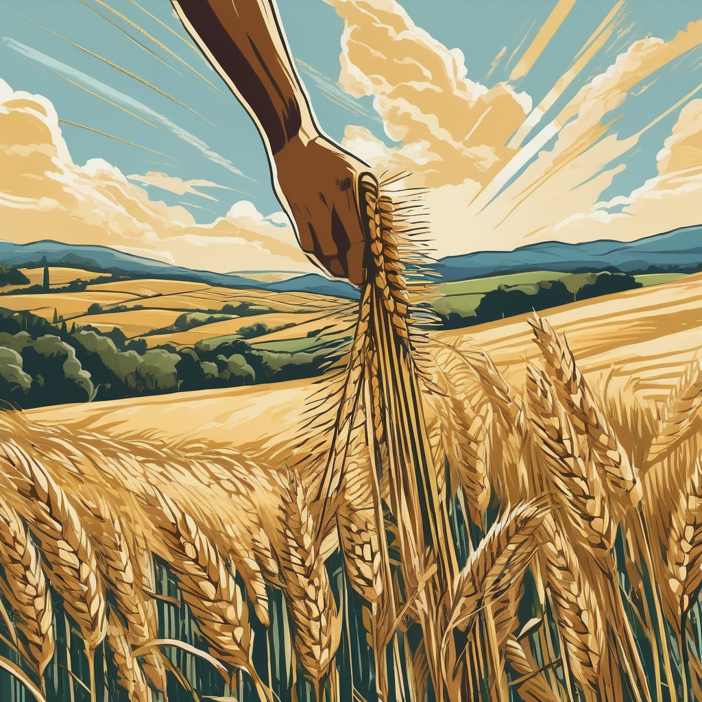 A Hand Touching Wheat In A Golden Field