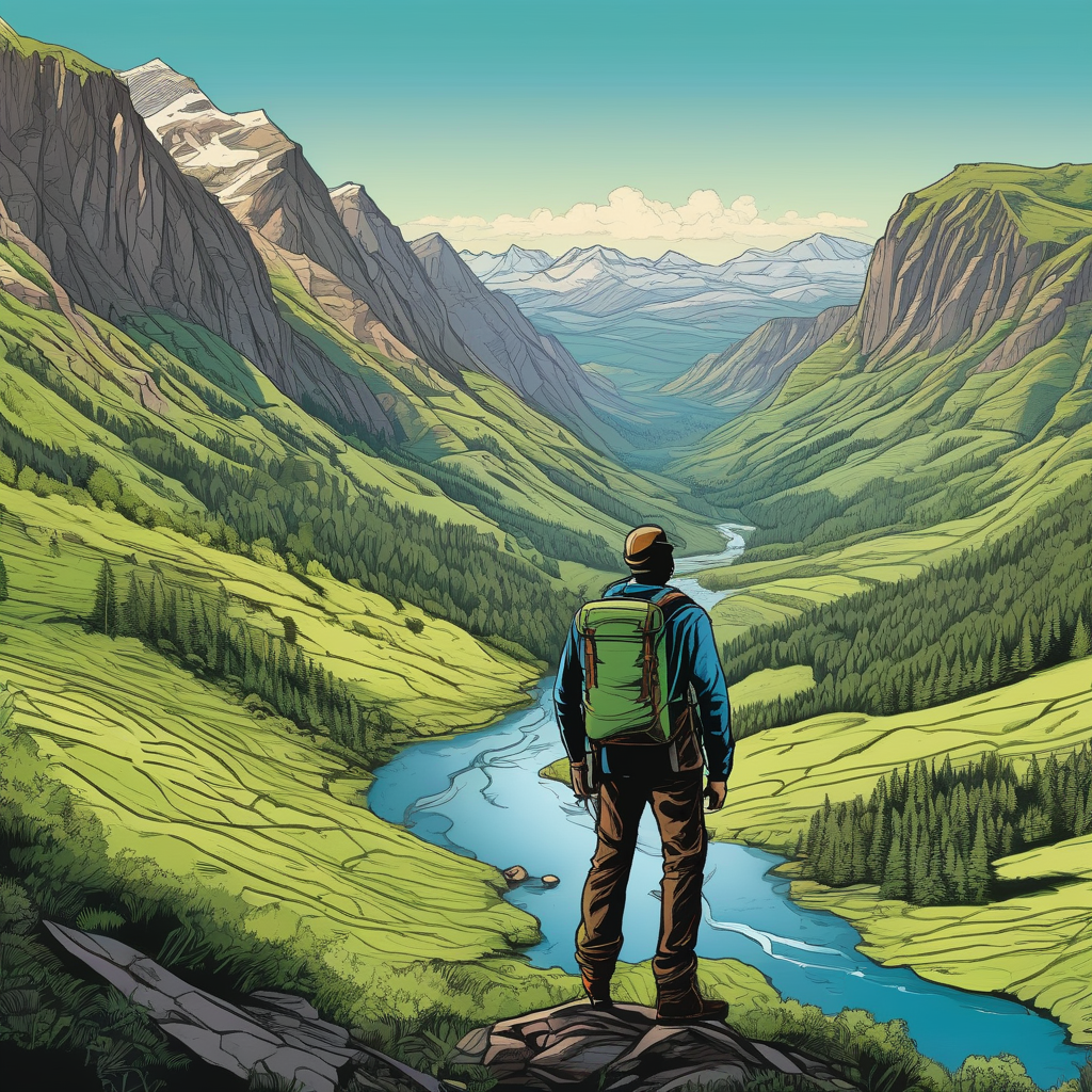 A Hiker With A Backpack Overlooking A Deep Valley