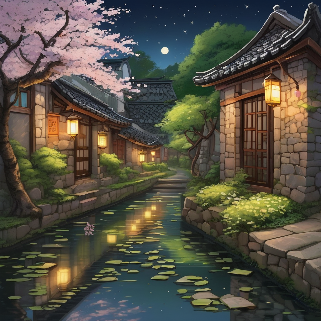 A Lantern Lit Alley In A Quiet Asian Village