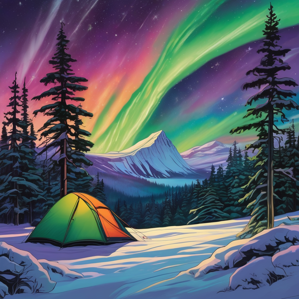 A Lone Tent Glowing Under The Northern Lights