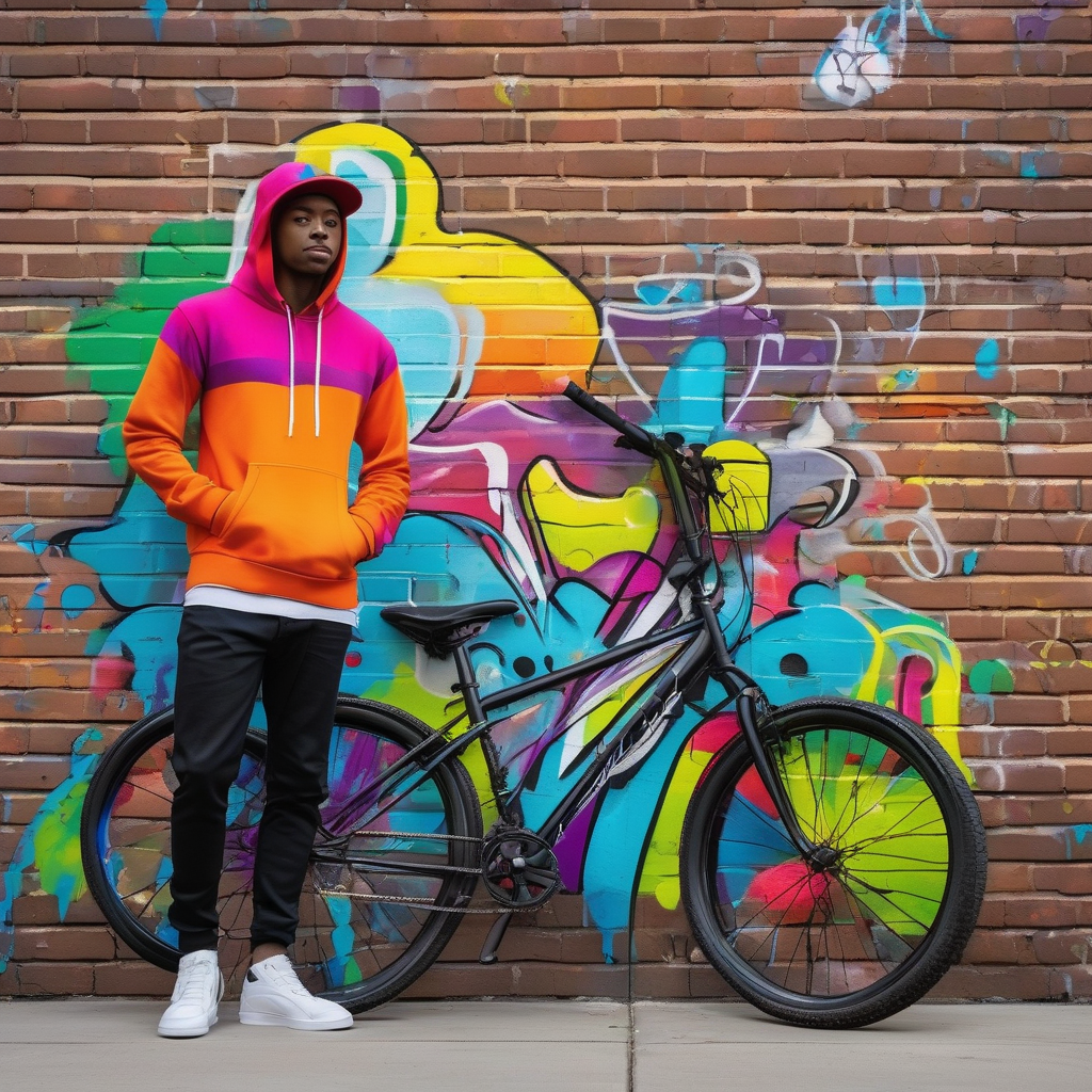 A Man Painting Graffiti On A City Wall