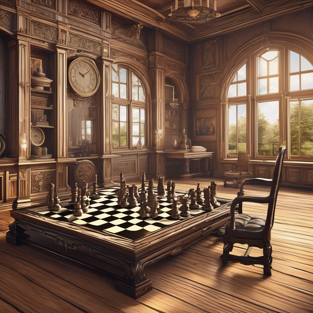 A Man Playing Chess Against Himself In A Mirror