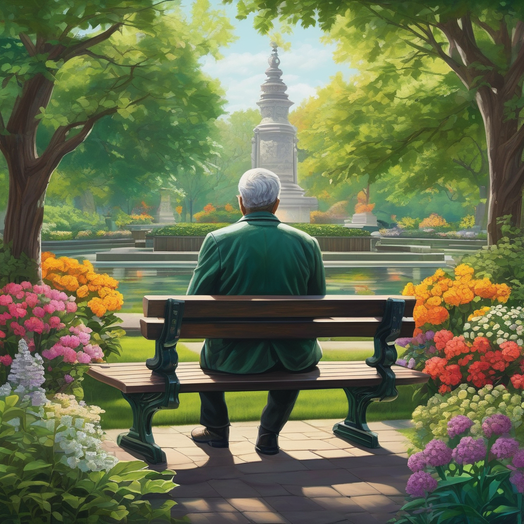 A Man Playing Chess Alone In A City Park