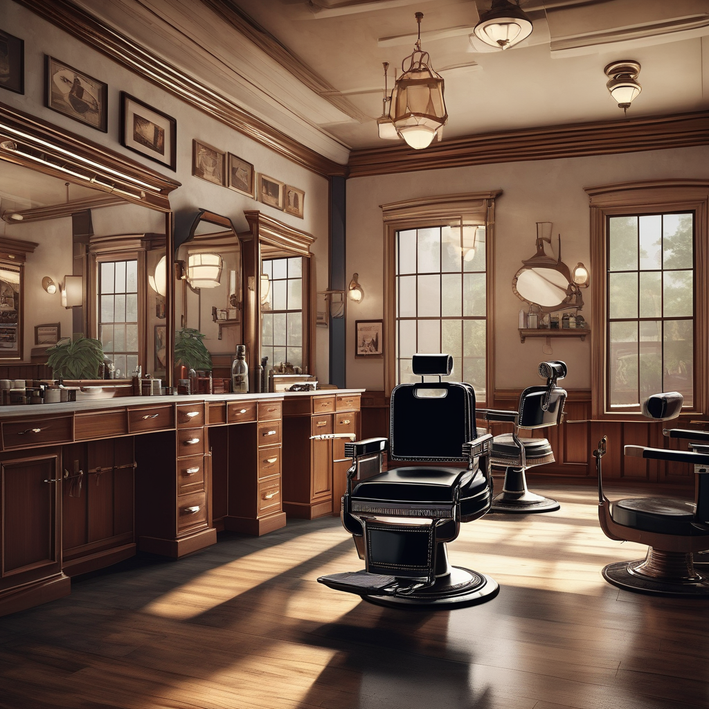 A Barbershop With A Customer Mid Haircut Scissors And Facial Expressio