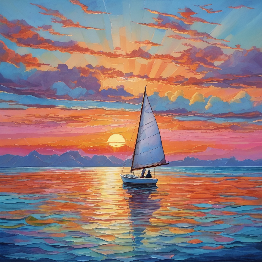 A Man Sailing Alone On A Small Boat