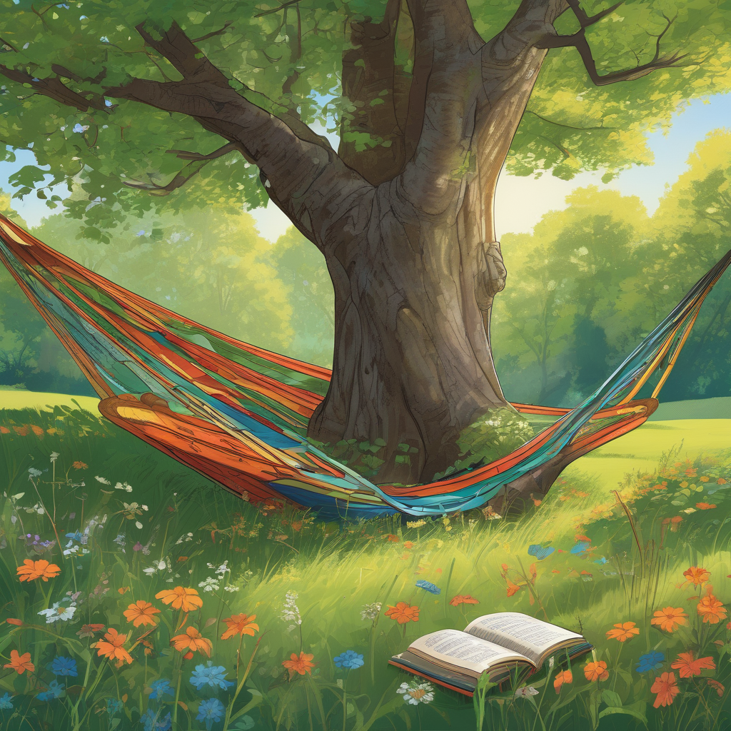 A Man Sleeping Under A Tree In A Hammock