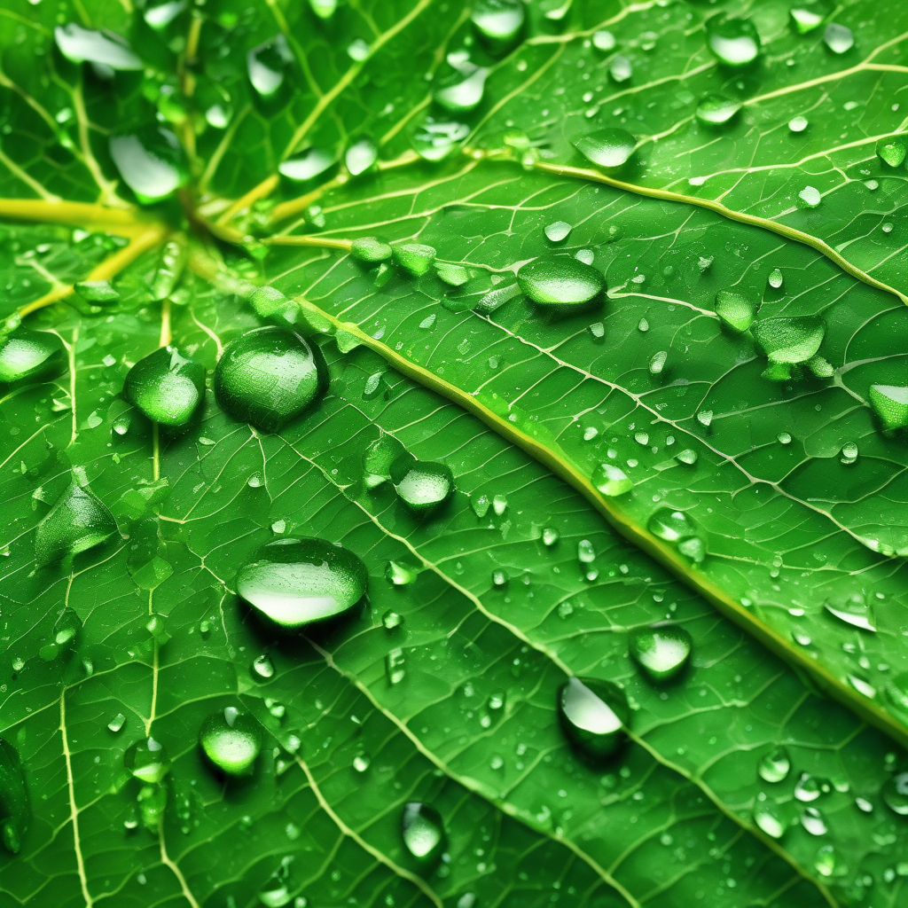 A Close Up Of Water Droplets On A Green Leaf Macro View Sharp And Ultr