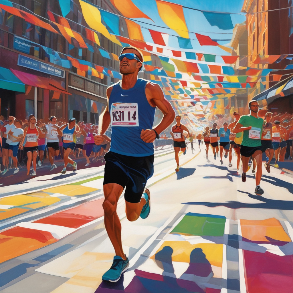 A Marathon Runner Crossing Finish Line