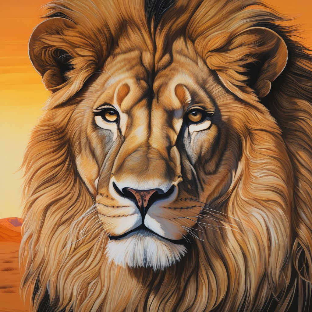 A Close Up Portrait Of A Lion In Golden Hour Light Desert Savanna Back