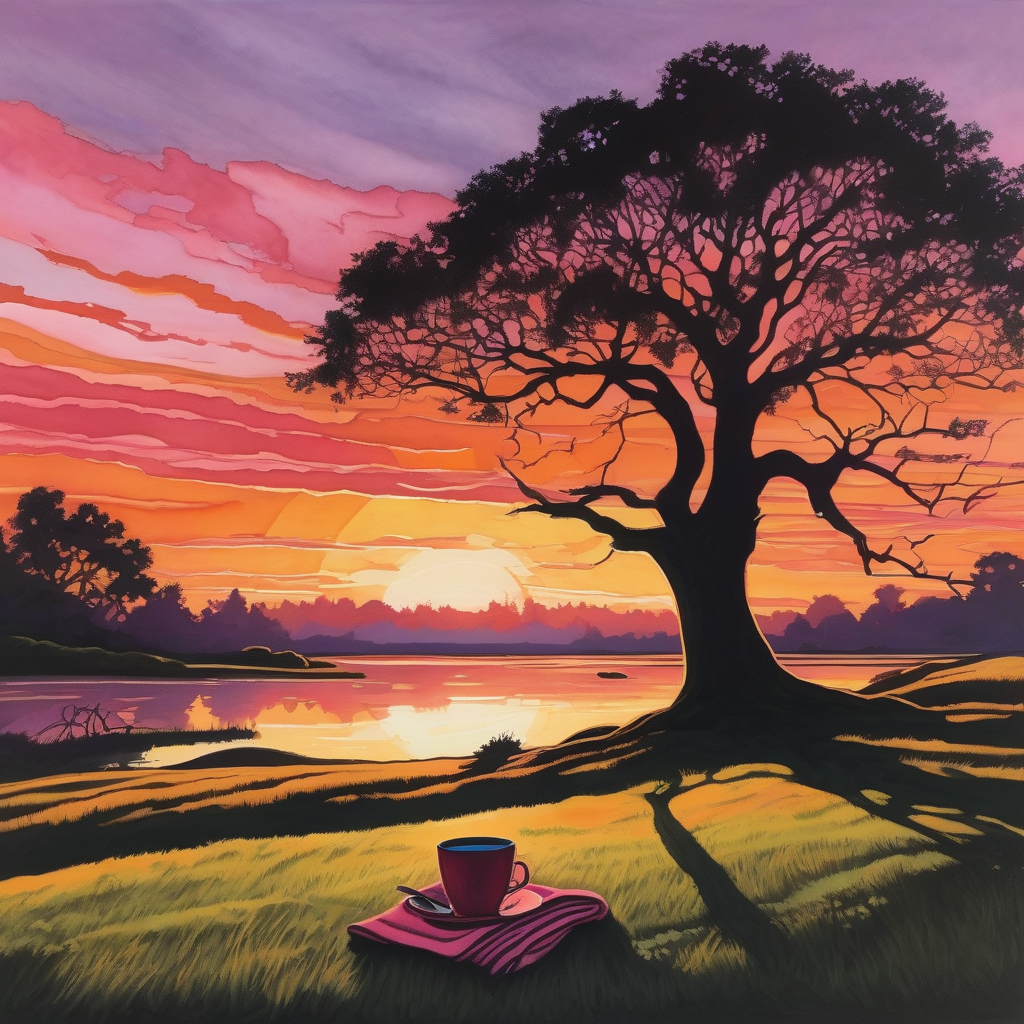 A Mother Hugging Her Child At Sunset
