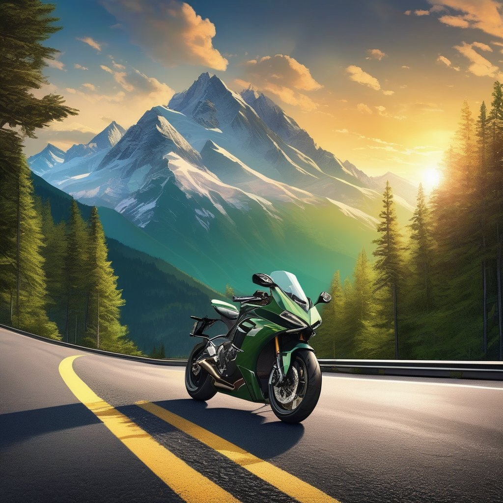 A Motorcycle Rider On A Winding Mountain Road