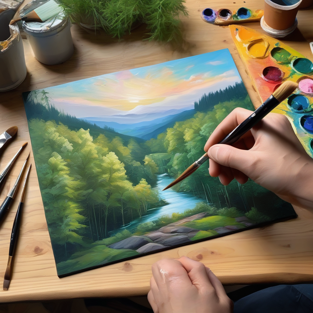 A Painter Adding Final Touches To A Portrait