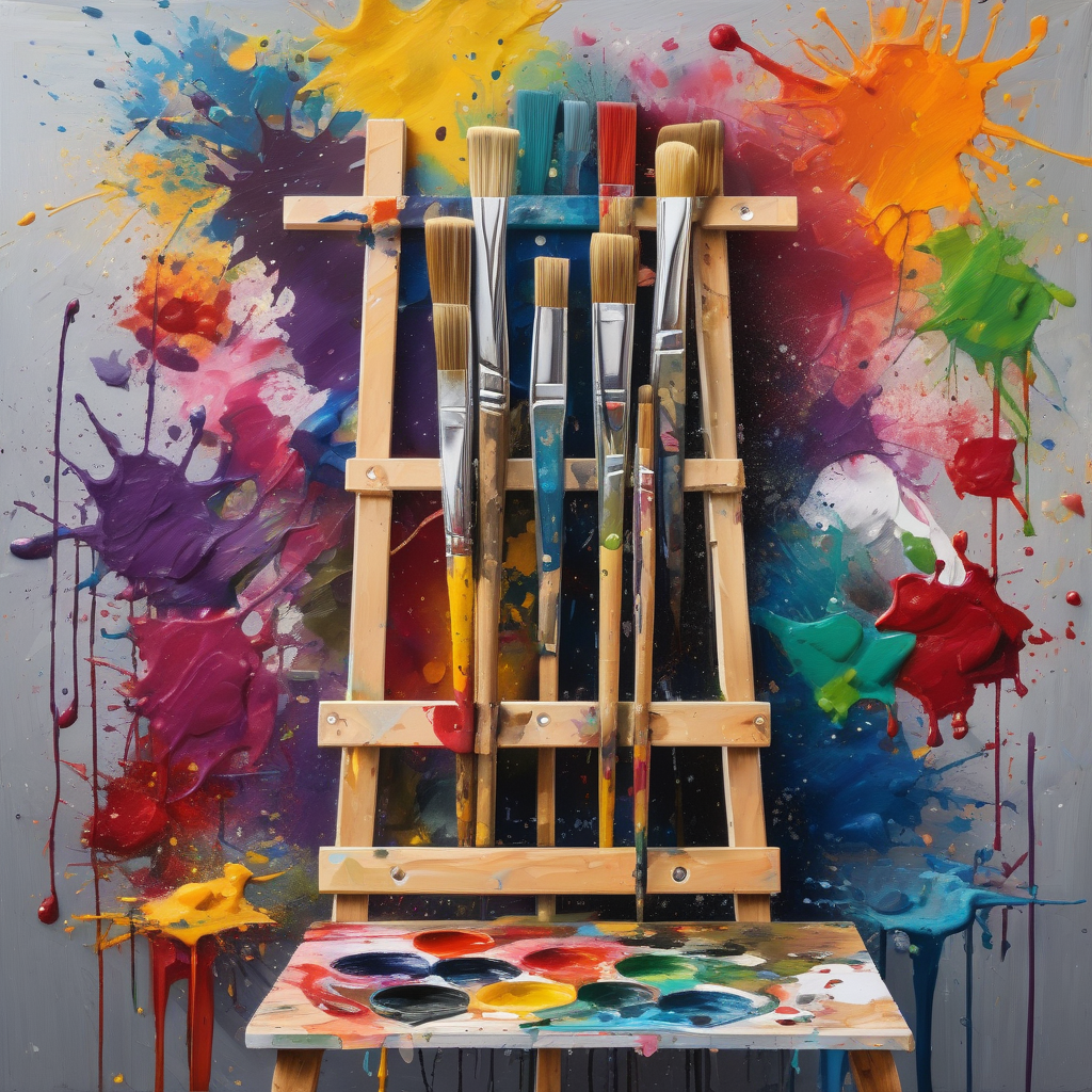 A Painter Mixing Colors On A Messy Palette