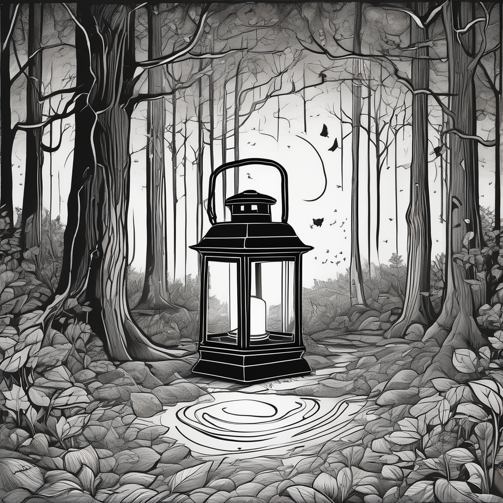 A Person Lighting A Lantern In A Dark Forest