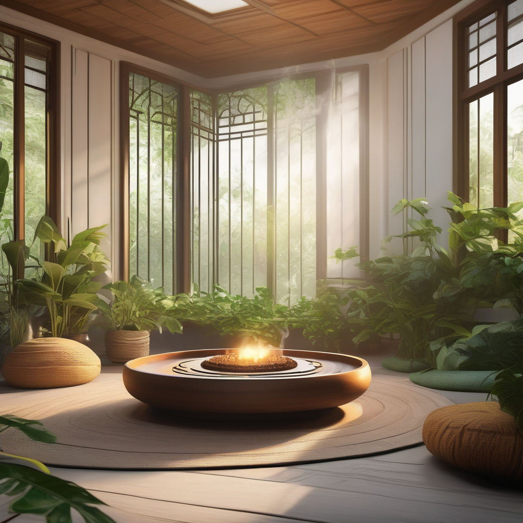 A Person Lighting Incense In A Meditation Room