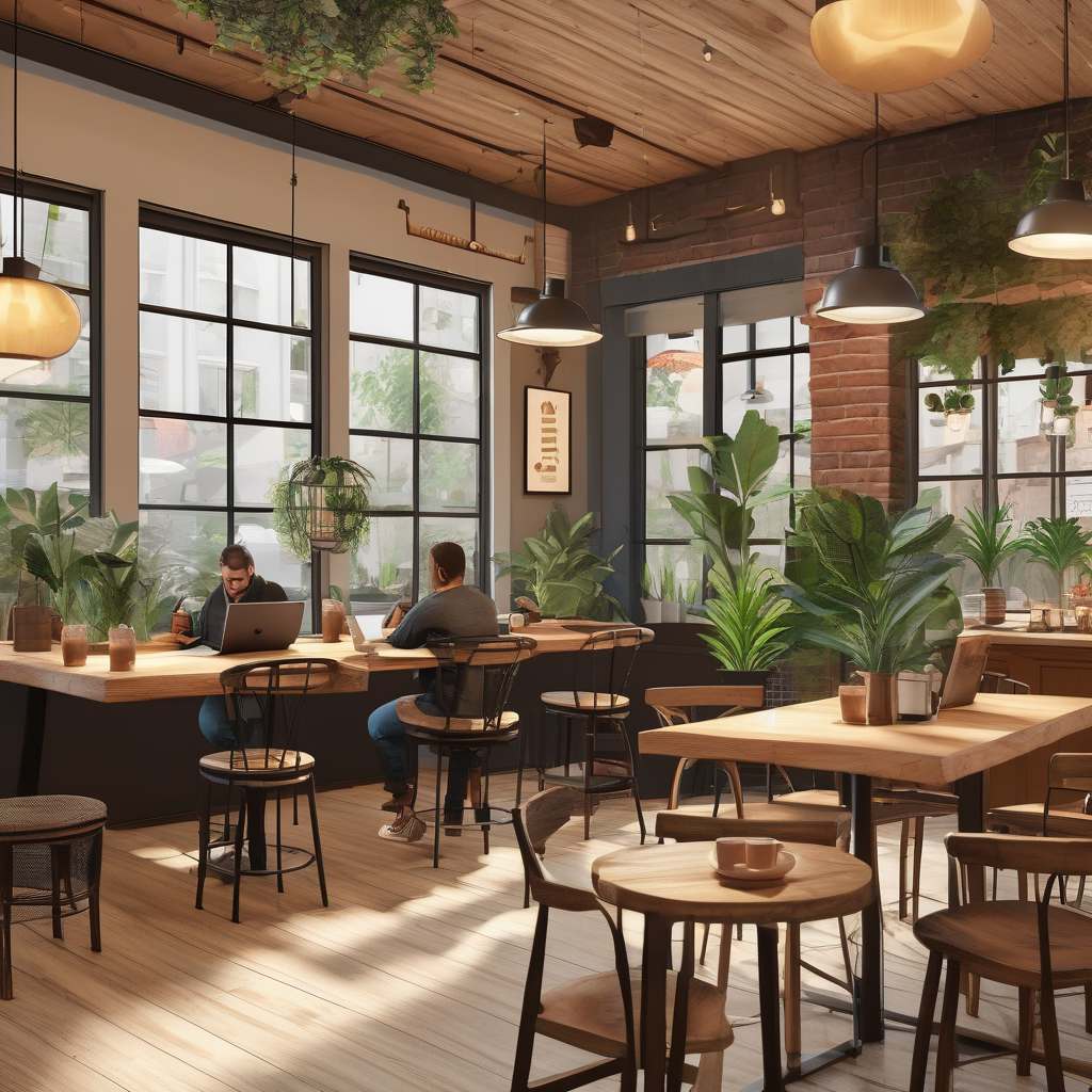 A Coffee Shop Interior With People Working On Laptops Cozy Aesthetic U