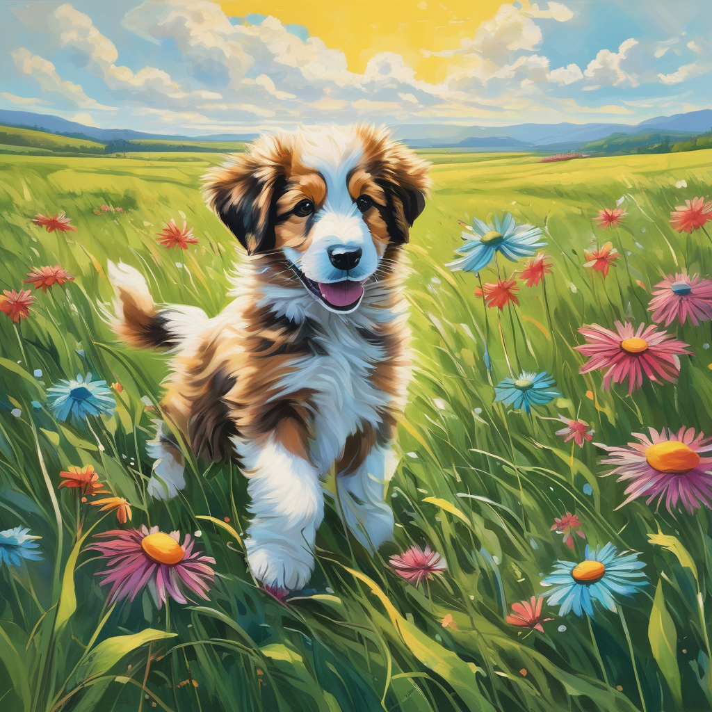 A Puppy Jumping Through Tall Grass