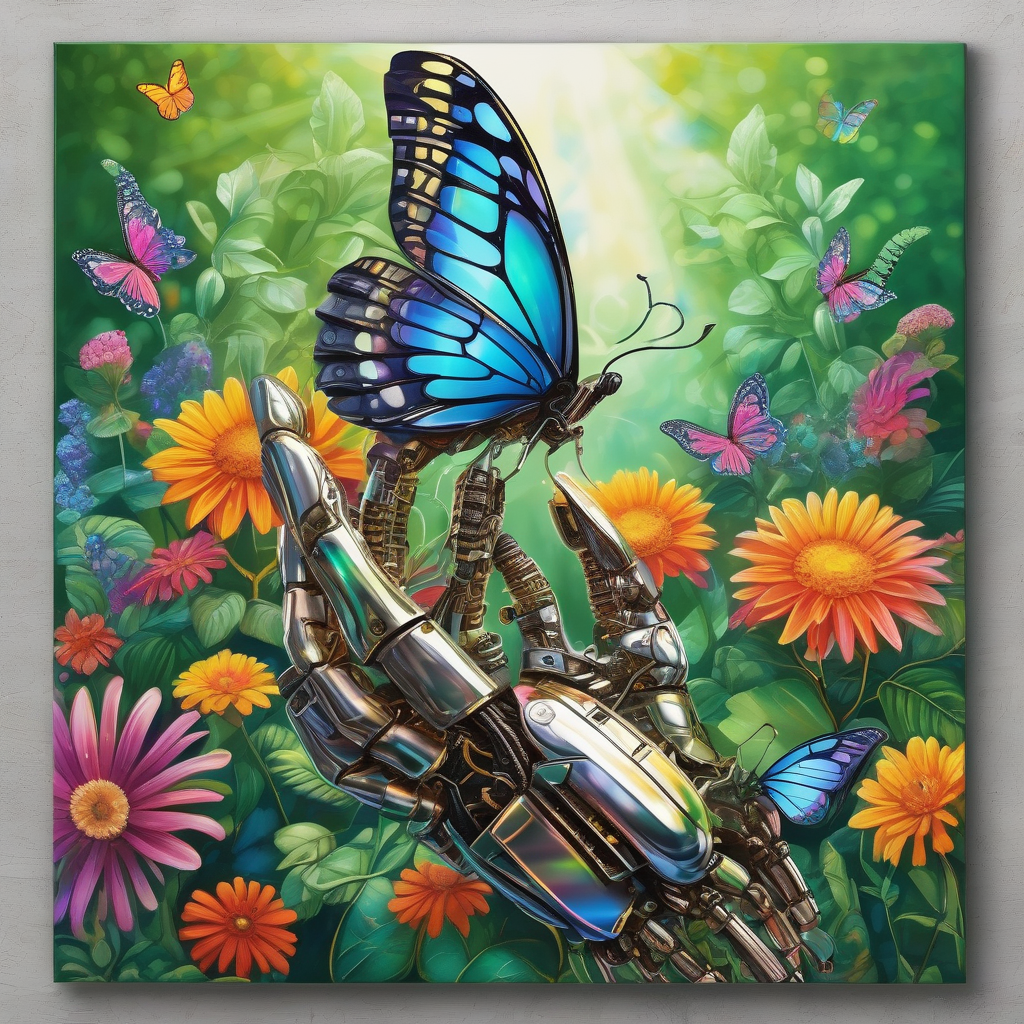 A Robotic Hand Holding A Butterfly