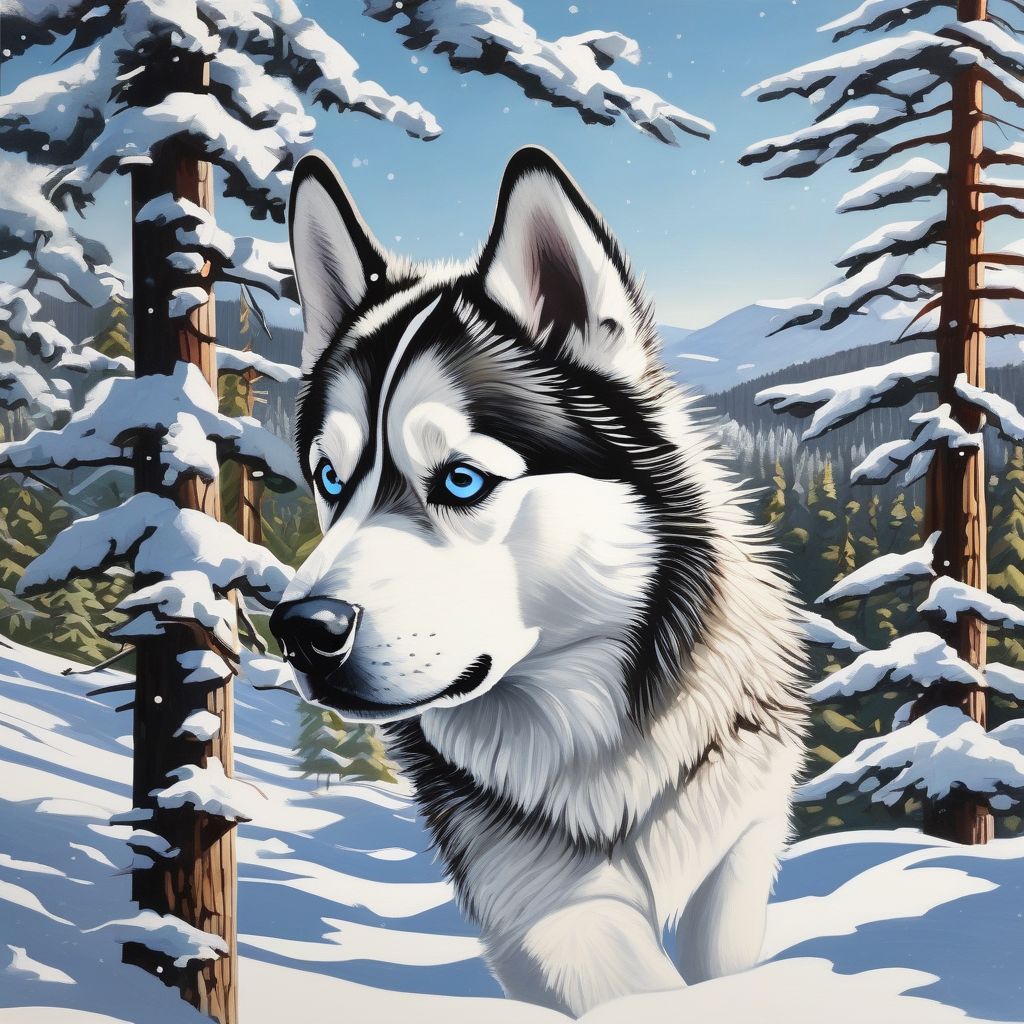 A Siberian Husky Running In Snow