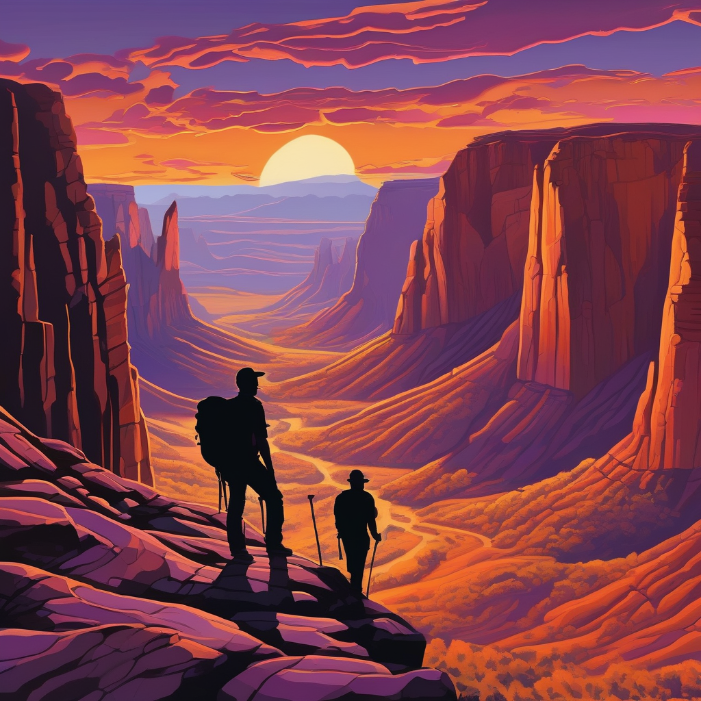 A Silhouette Of A Hiker At The Edge Of A Canyon