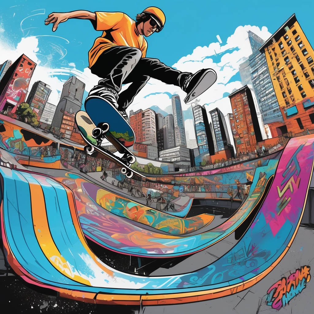 A Skateboarder Doing Tricks At A City Skatepark