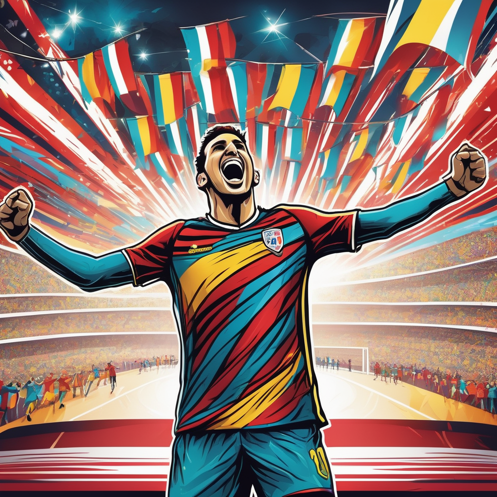 A Soccer Player Celebrating A Goal With Crowd